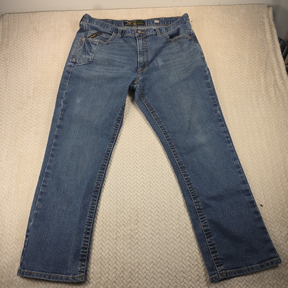 Ariat Rebar M5 Mens Straight Leg Jeans 40x32 Medium Wash Blue Denim Workwear